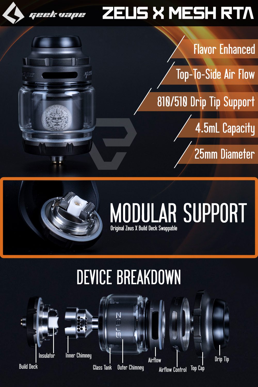 اتمایزر گیک ویپ زئوس ایکس مش GEEK VAPE ZEUS X MESH RTA