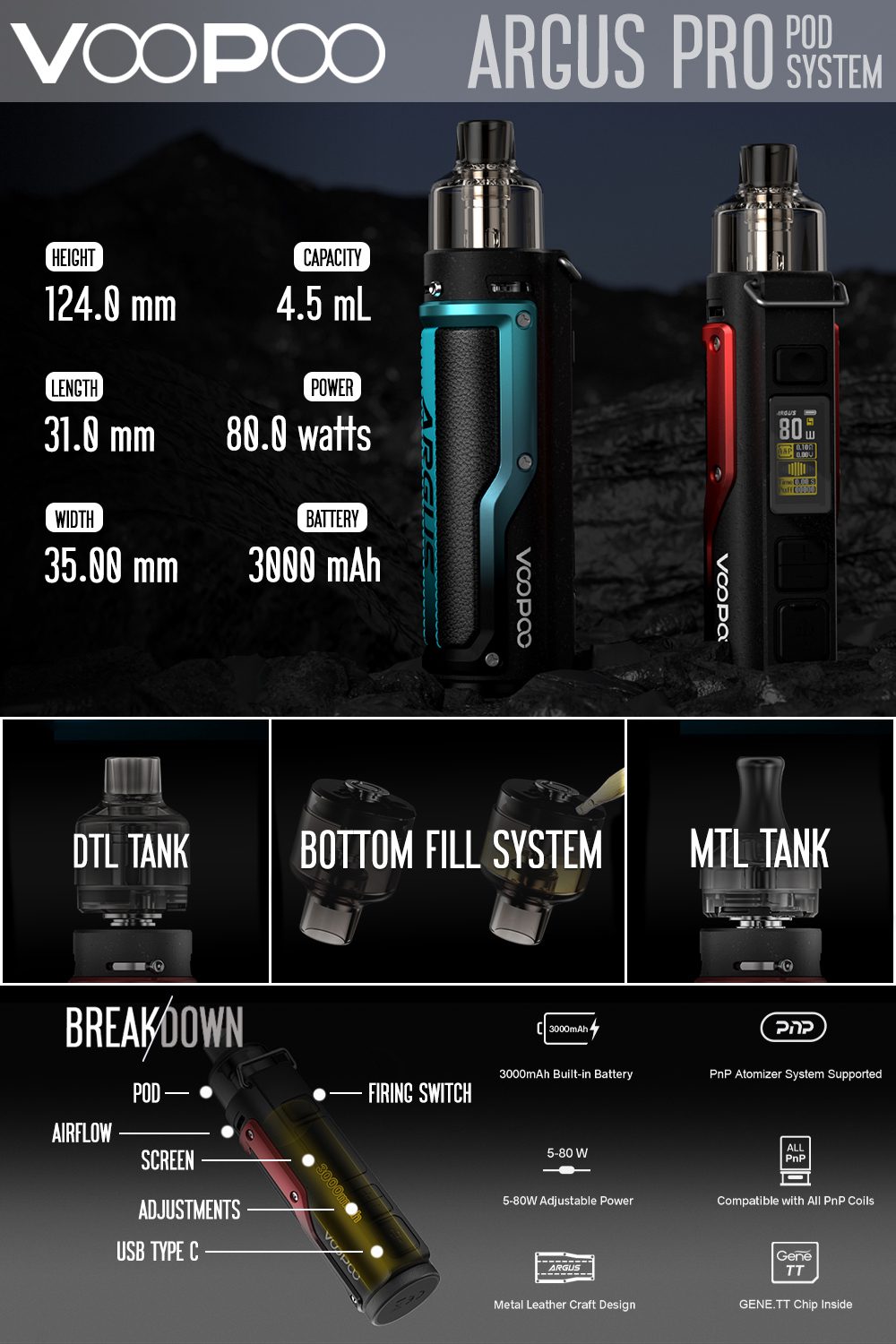 ویپ پاد وپو آرگاس پرو VOOPOO ARGUS PRO 80W