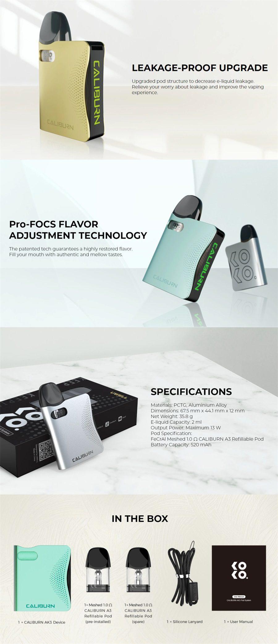 پاد یوول کالیبرن ای کی 3 UWELL CALIBURN AK3